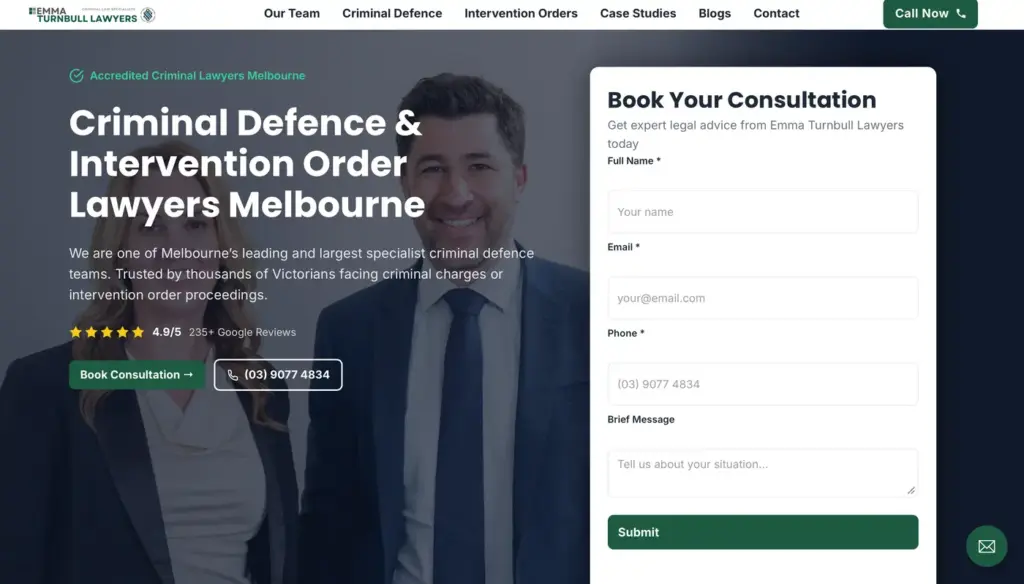 Emma Turnbull Lawyers website homepage